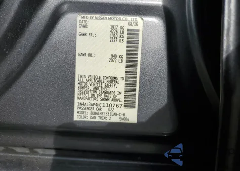 2017 Nissan Altima 2.5 z USA, uszkodzony, nr VIN 1N4AL3AP4HC110767
